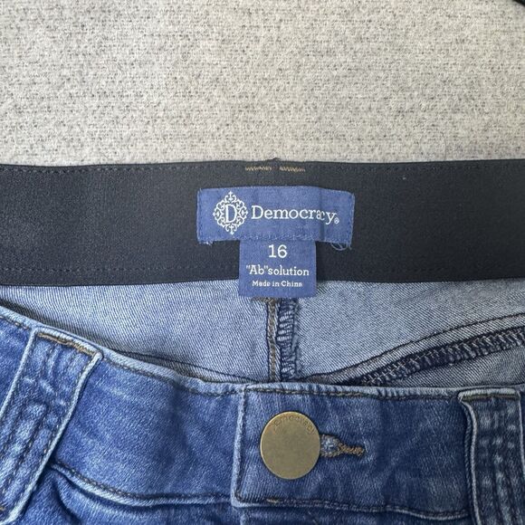 Democracy Jeans Women 16 Medium Wash Ab Solution Skinny Fitted Stretch Shaping - Picture 4 of 8